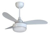 Ventilador de Teto Ventisol Fênix 3 Pás 96cm Branco 127V ou 220V 130W com Chave de Parede e Lustre para 2 Lâmpadas