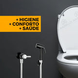 Ducha Higiênica Lorenzetti Bric 1984 F31 Preto com Cromado Brilhante Flexível 1,20 m – Registro 1/4 de Volta