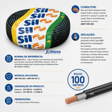 Cabo Flexível SIL 10mm² 750V Preto Rolo 100m Cobre Classe 5 Antichama