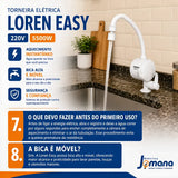 Torneira Elétrica Lorenzetti Loren Easy Mesa 127V 5500W Branca – Bica Alta Móvel para Bancada