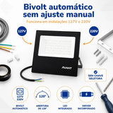 Refletor Led Slim Preto 100W IP 66 6500K Temperatura de cor Branco Frio Bivolt AVANT