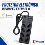 Filtro de Linha Energy 8 Tomadas Proteção DPS Preto 127/220V Clamper