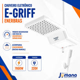 Chuveiro Eletrônico Enerbras E-GRIFF Branco 220V 7800W com Controle Eletrônico de Temperatura