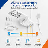 Chuveiro Eletrônico Enerbras E-GRIFF Branco 220V 7800W com Controle Eletrônico de Temperatura