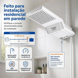 Chuveiro Eletrônico Enerbras E-GRIFF Branco 220V 7800W com Controle Eletrônico de Temperatura