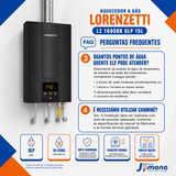 Aquecedor de Água a Gás Lorenzetti LZ 1600BK Preto 15 Litros GLP Bivolt Automático 127/220V
