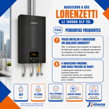Aquecedor de Água a Gás Lorenzetti LZ 1600BK Preto 15 Litros GLP Bivolt Automático 127/220V