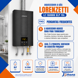Aquecedor de Água a Gás Lorenzetti LZ 1600BK Preto 15 Litros GLP Bivolt Automático 127/220V
