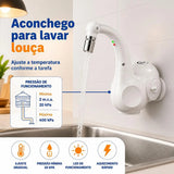Torneira Eletrônica Zagonel Lumen Branca 220V 5500W para Cozinha com Bica Móvel