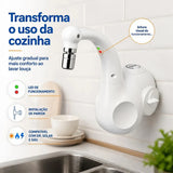 Torneira Eletrônica Zagonel Lumen Branca 220V 5500W para Cozinha com Bica Móvel