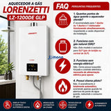 Aquecedor a Gás Lorenzetti LZ-1200DE GLP 12L/min Digital Exaustão Forçada Bivolt 127/220V Branco