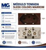 Módulo Tomada 2P+T 10A 250V Linha Sleek Marrom Margirius