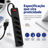 FILTRO DE LINHA iCLAMPER ENERGIA 6 TOMADAS COM DPS BIVOLT 127/220V PRETO — CLAMPER
