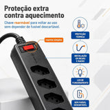 FILTRO DE LINHA iCLAMPER ENERGIA 6 TOMADAS COM DPS BIVOLT 127/220V PRETO — CLAMPER