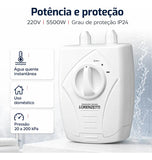 Aquecedor Elétrico Lorenzetti Versátil Branco 220V 5500W para Torneiras, Misturadores e Monocomandos