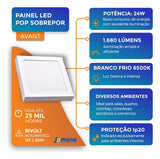 Plafon Painel LED Avant POP Quadrado Sobrepor 24W 6500K Bivolt Branco