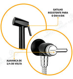 Ducha Higiênica Lorenzetti Bric 1984 F31 Preto com Cromado Brilhante Flexível 1,20 m – Registro 1/4 de Volta