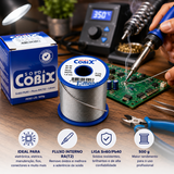 Solda Estanho 1mm 60x40 Cobix C/ Fluxo Ra (t2) - Rolo 500g C - Azul