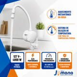 Torneira Elétrica Lorenzetti Loren Easy Bica Móvel Parede 127V 4800W Branco Gloss