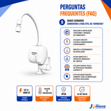 Torneira Elétrica Lorenzetti Loren Easy Bica Móvel Parede 127V 4800W Branco Gloss