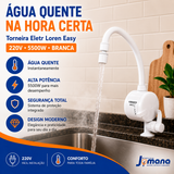 Torneira Elétrica Lorenzetti Loren Easy 4 Temperaturas Branco Acetinado – 127V 4.800W ou 220V 5.500W – Registro 1/4 de Volta
