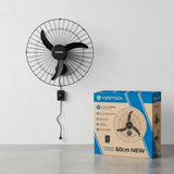 Ventilador de Parede Ventisol 60cm New Black Turbo Oscilante – 220V – Grade Plástica – Preto