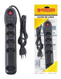Filtro De Linha Megatron Régua 5 Tomadas 1M Preto Bivolt 127/220v