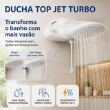 Ducha Eletrônica Lorenzetti Top Jet Turbo 220V 7500W Branca – Chuveiro com Pressurizador Integrado