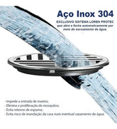 Grelha para Ralo Lorenzetti LorenProtect Redonda 100x100 mm Anti-Inseto com Fechamento Automático