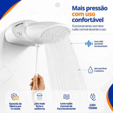 Chuveiro Elétrico Lorenzetti Top Jet Turbo Multitemperaturas Branco 220V 7500W com Pressurizador