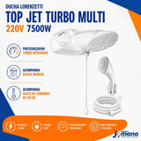 Chuveiro Elétrico Lorenzetti Top Jet Turbo Multitemperaturas Branco 220V 7500W com Pressurizador