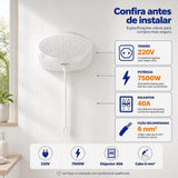 Chuveiro Elétrico Lorenzetti Top Jet Turbo Multitemperaturas Branco 220V 7500W com Pressurizador