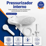 Chuveiro Elétrico Lorenzetti Top Jet Turbo Multitemperaturas Branco 220V 7500W com Pressurizador