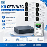 Kit CFTV Analógico WEG com DVR 8 Canais + 8 Câmeras Full HD 2MP + HD Seagate SkyHawk 1TB Branco