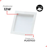 Painel LED Recuado Quadrado Comfort Deluxe 12W 6500K Bivolt Branco Fosco Avant – Cód. 908031377
