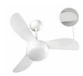 Ventilador de Teto Ventisol Fênix 3 Pás 96cm Branco 127V ou 220V 130W com Chave de Parede e Lustre para 2 Lâmpadas