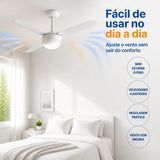 Ventilador de Teto Ventisol Fênix 3 Pás 96cm Branco 127V ou 220V 130W com Chave de Parede e Lustre para 2 Lâmpadas