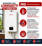 Aquecedor a Gás Lorenzetti LZ-1200DE GLP 12L/min Digital Exaustão Forçada Bivolt 127/220V Branco