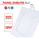 Painel LED Embutir Quadrado Avant 18W Bivolt 127/220V Branco para Forro de Gesso