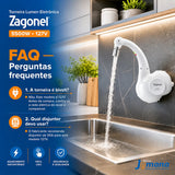 Torneira Eletrônica Zagonel Lumen Parede 127V 5500W Branca – Controle Eletrônico de Temperatura