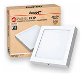 Plafon Painel LED Avant POP Quadrado Sobrepor 24W 6500K Bivolt Branco