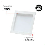 Painel LED Recuado Quadrado Comfort Deluxe 18W 2700K Bivolt Branco Fosco Avant – Cód. 908080375