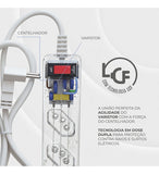 Filtro de Linha 5 Tomadas Proteção DPS Transparente 127/220V Clamper
