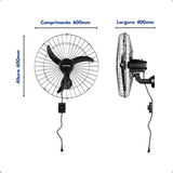 Ventilador de Parede Ventisol 60cm New Black Turbo Oscilante – 220V – Grade Plástica – Preto