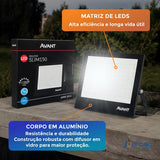 Refletor LED Avant Slim 150W 6500K Bivolt IP66 Preto 11.250lm Branco Frio