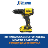 Kit Parafusadeira Furadeira Fatmax Impacto com 2 Baterias 2Ah Amarelo Stanley