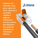 Conector Emenda 2 Vias 4mm Kit 10 unid Laranja-claro Wago