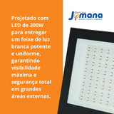 Refletor LED Avant Slim 200W Branco Frio 6500K Bivolt 127/220V IP65 Preto