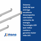 Luminária LED Taschibra Lumifácil 120cm 41W (2x20,5W) 6500K – Branco Frio – Autovolt