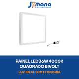 Painel Led Flat 36W 4000k Quadrado Bivolt IP20 Deluxe Bivolt